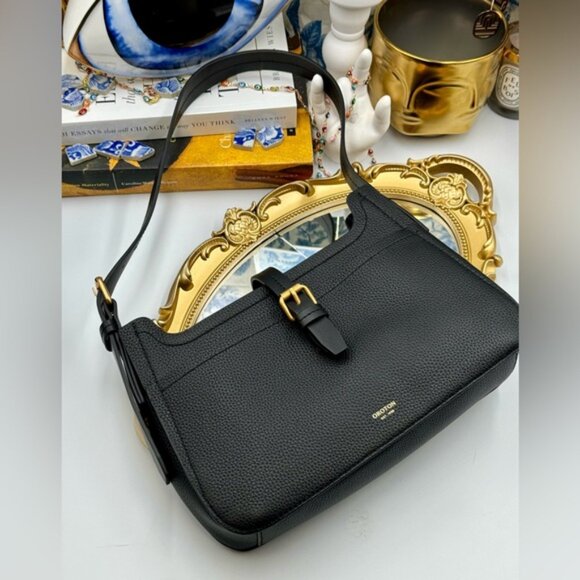 🆕 OROTON 🧿 NWOT Dylan Baguette Bag - Black Calfskin Leather - Picture 7 of 12